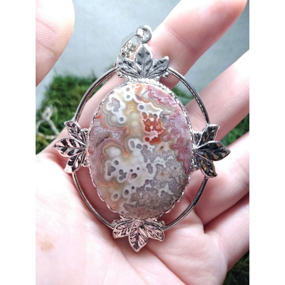 Vintage Crazy Lace Agate Pendant Handmad
